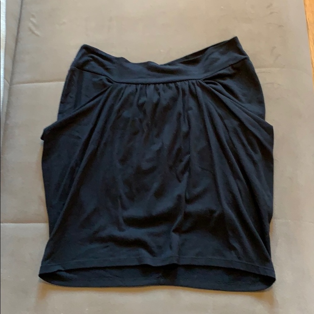 Black draped stretch skirt